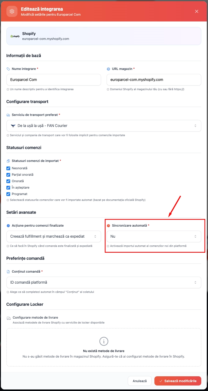 Automatic synchronization setting