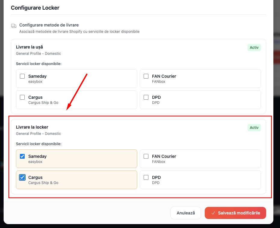 Locker services configuration