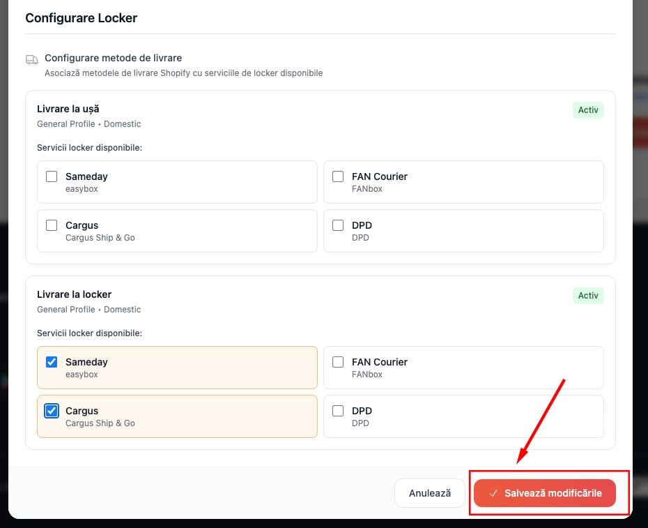Save configuration settings
