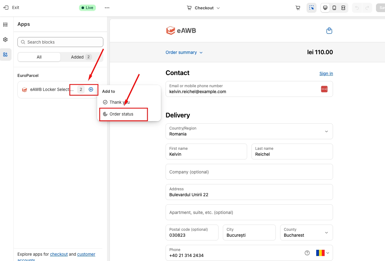 Add extension for Order Status page