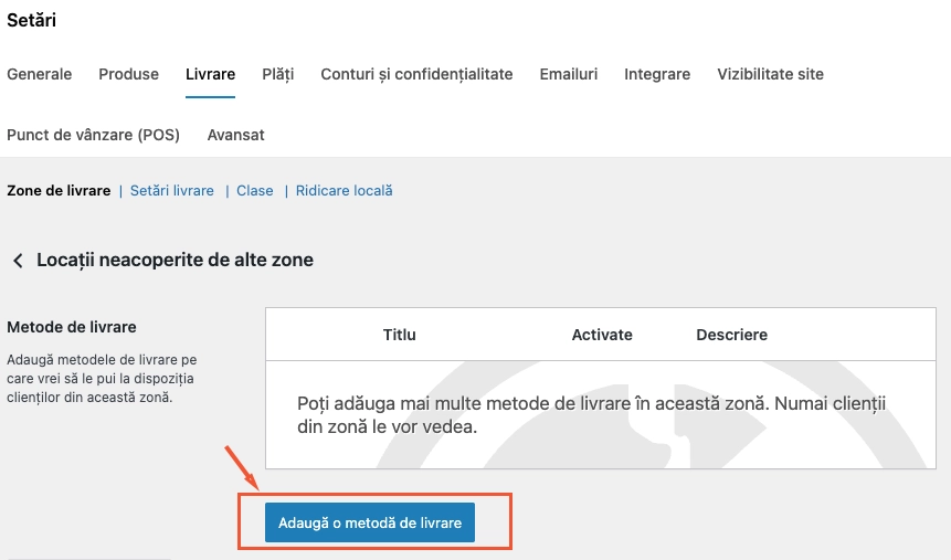Add shipping method button