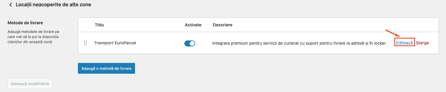 EuroParcel settings panel