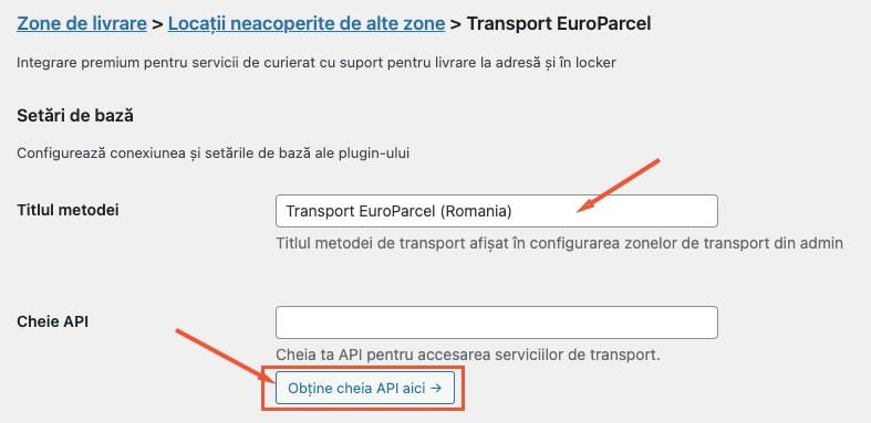 API key configuration